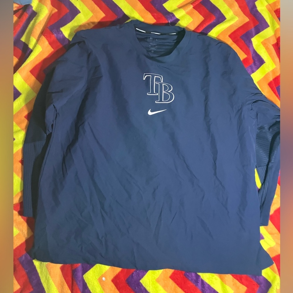 Nike Tampa Bay Rays Navy Blue Dri Fit Long Sleeve Shirt Jacket Windbreaker XXL